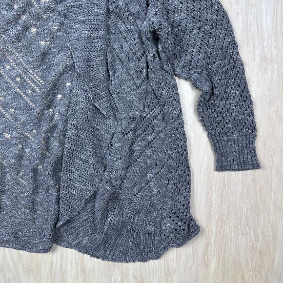 Torrid Gray Pointelle Cardigan Curved Hem Open Front Cardigan Sweater Plus 3X - Picture 3 of 14